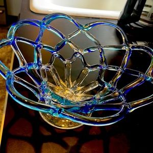 6 X 11 1/2 fruit bowl | Glass Lattes | stunning blues
